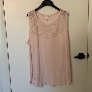 Blouse with lace top
